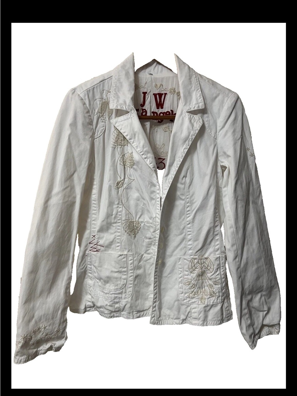 Johnny Was White Embroidered Blazer Jacket